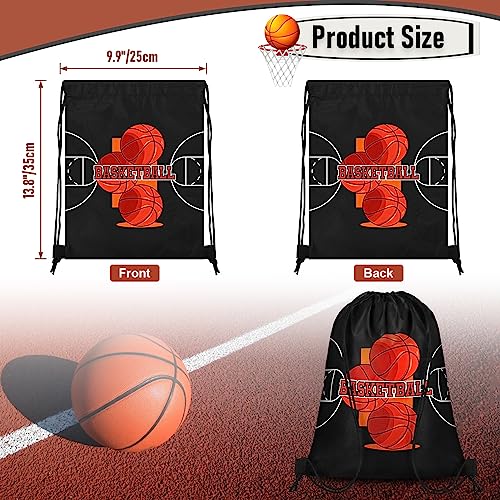 Grneric 18 Pcs Basketball Party Favor Bags Drawstring Bags Bulk Candy Goodie Bag Basketball Themed Presents for Sports Teams - color: Basketball
