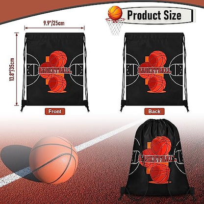 Grneric 18 Pcs Basketball Party Favor Bags Drawstring Bags Bulk Candy Goodie Bag Basketball Themed Presents for Sports Teams - color: Basketball
