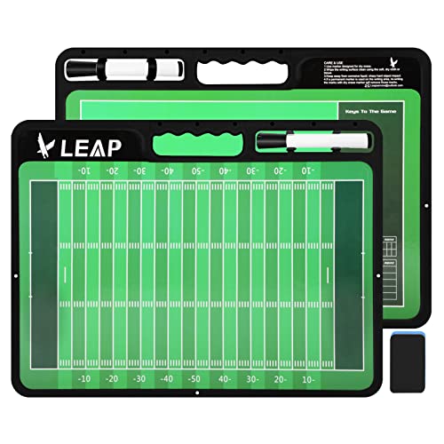 LEAP Coach Board Premium Tactical Clipboard Two Sides with Full & Half Court Dry Erase Marker Board for Basketball, Baseball, Soccer, Football, Hockey - color: Football