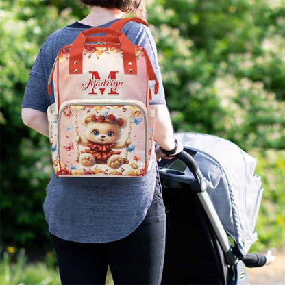 Newcos Personalized New Mom Diaper Backpack, Custom Name Baby Diaper Bag with Water Bottle, Customized Monogram Bags Pattern Mommy Nursing Bag for Newborn Wife Dad Women Travel Birthday Christmas Red - color: Patten 10