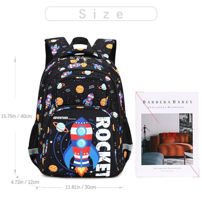 abshoo Cute Rocket School Backpack For Boys Elementary Kindergarten Kids School Bag (Rocket Black) - color: Rocket Black