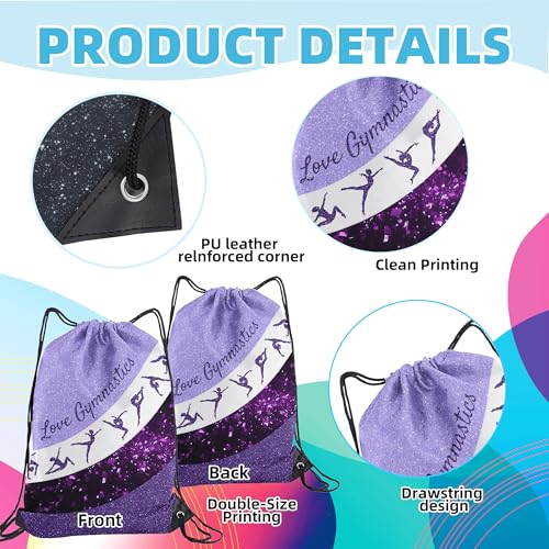 Gymnastics Drawstring Bag Backpack Party Favor Team Gifts (Purple,1Pcs) - color: Purple