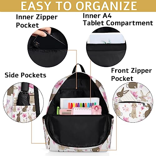 Easter Bunny Kids Backpack for Boys Girls Rabbit Flower Preschool Toddler Backpack Kindergarten Nursery Bookbag Travel Children Lightweight School Bag - color: Rabbit