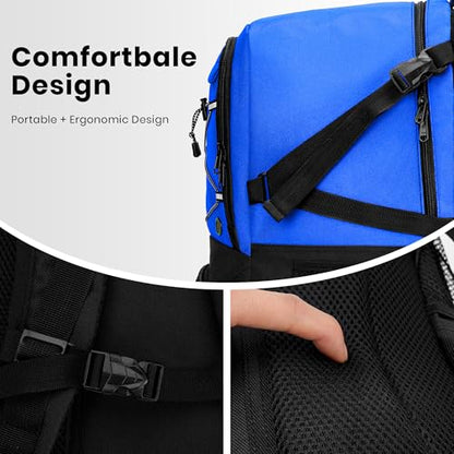Soccer Backpack with Ball Holder,Youth soccer Bag for Basketball,Volleyball-Includes Separate Shoe Compartment&and Insulation (Blue) - color: Blue