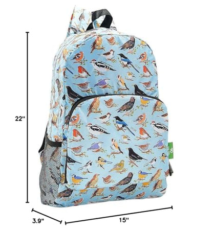 ECO CHIC Hiking Lightweight Packable Backpack - Foldable Daypack for Travel & Hiking & Outdoor Adventures - Waterproof Backpack from Recycled Materials (Wild Birds Blue) - color: Wild Birds Blue