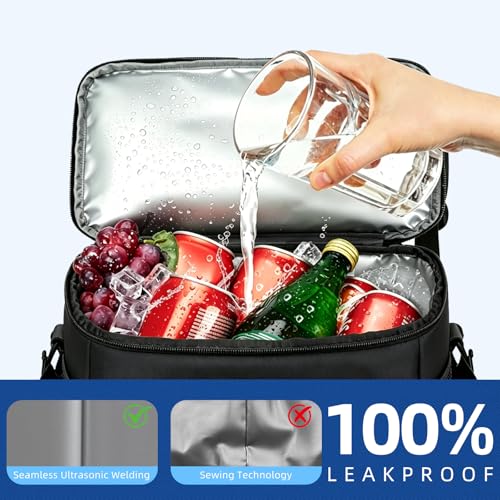 Backpack Cooler Insulated, Leak Proof, 33 Can Capacity, 2 Compartments, Portable Lightweight Thermal Bag for Camping, Beach, Travel, Lunch - color: Black