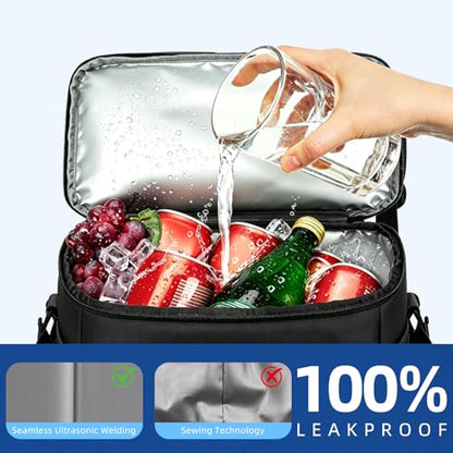 Backpack Cooler Insulated, Leak Proof, 33 Can Capacity, 2 Compartments, Portable Lightweight Thermal Bag for Camping, Beach, Travel, Lunch - color: Black