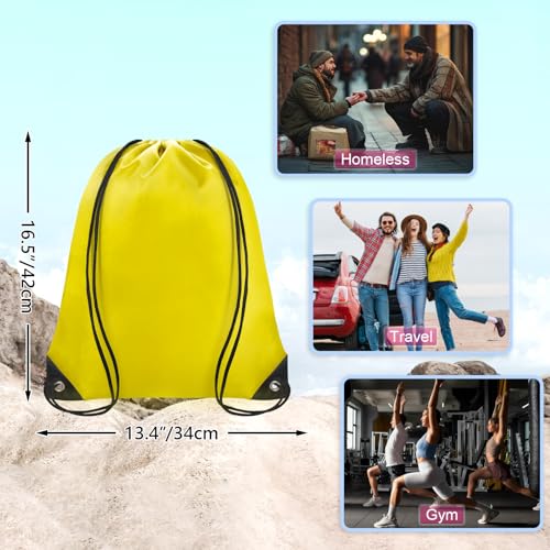Grneric Drawstring Backpack Bulk 70Pcs String Backpack Drawstring Bags Cinch Bag Sackpack for Men Women Gym(Yellow) - color: Yellow