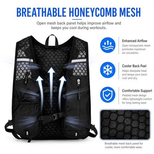 Running Hydration Vest for Men & Women, 180g Lightweight Breathable Hydration Pack with Water Bottle Snack Phone Pockets for Marathon Trail Running Hiking Cycling (No Water Bladder) - color: Grey