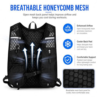 Running Hydration Vest for Men & Women, 180g Lightweight Breathable Hydration Pack with Water Bottle Snack Phone Pockets for Marathon Trail Running Hiking Cycling (No Water Bladder) - color: Grey