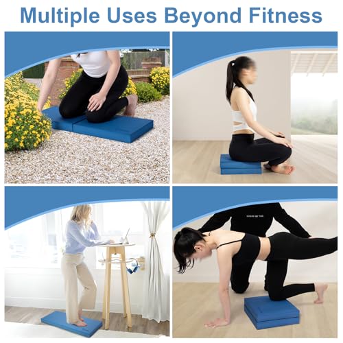 StrongTek Professional Foam Exercise Balance Pad - 15.8" x 13" x 2", High-Density TPE Foam Knee Pad, Non-Slip & Water-Resistant, for Balance Training, Physical Therapy, Yoga, and More - color: Blue-Set of 2