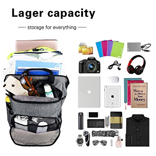 Hap Tim Laptop Backpack 15.6/14/13.3 Inch Laptop Bag Travel Backpack for Women/Men Waterproof School Computer Bag Large Capacity Bookbag for College/Travel/Business (7651EU), Grey, 15.6 inches, Casual - color: Grey