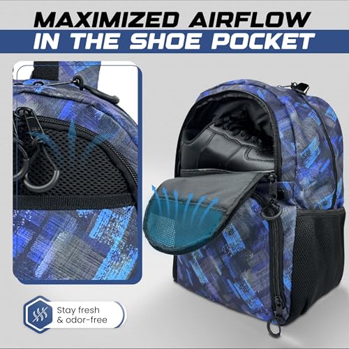Soccer & Basketball Sports Bag with Ball Pump - Basketball Backpack with Separate Ball & Shoes Holder Compartment, Soccer Basketball Football & Volleyball Bag with Large Capacity - color: Blue