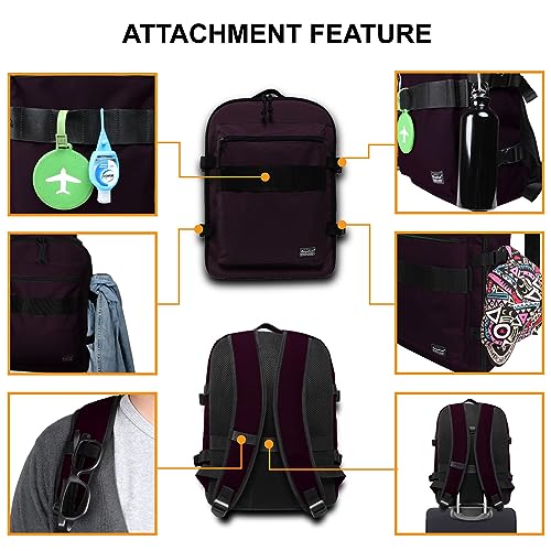 Lightweight Travel Backpack Hiking Daypack Laptop Bookbag, 17L Carry-on Personal Item Weekender Overnight Bag Unisex, Eggplant - color: Eggplant