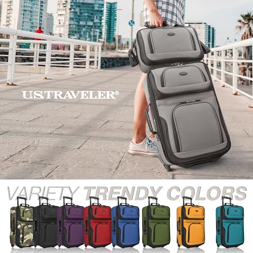 U.S. Traveler Rio Lightweight Softside Rolling Carry-on Suitcase, 2-Wheel Set, Grey - color: Grey, size: 21"/14"