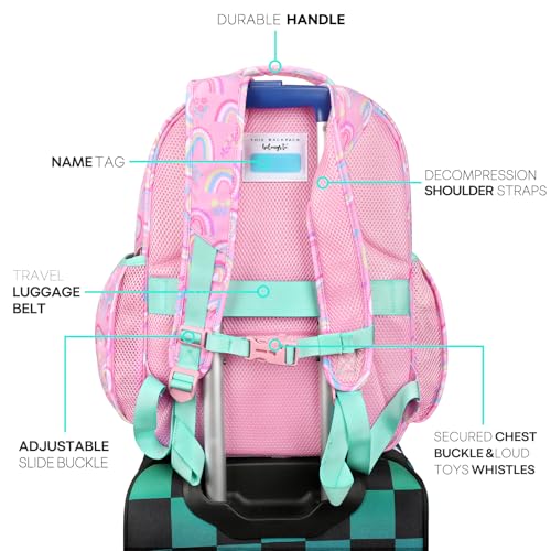 mibasies Girls Backpack: Large Kids Backpack Girls for Elementary School with Laptop Compartment - Rainbow Pink - color: Rainbow, style: School-17"h