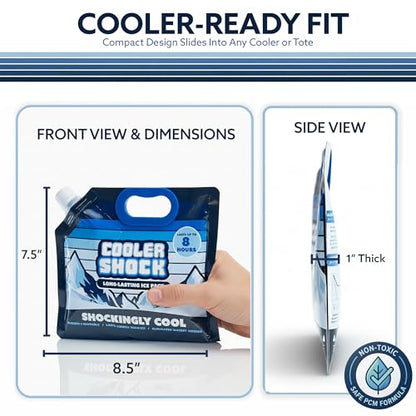 Cooler Shock Reusable Ice Packs for Cooler - Long Lasting Cold Freezer Packs for Coolers and Lunch Boxes - Cooler Ice Packs for Camping Gear, Fishing, Road Trips, Beach Must Haves - style: Small - With Handle - 5pk