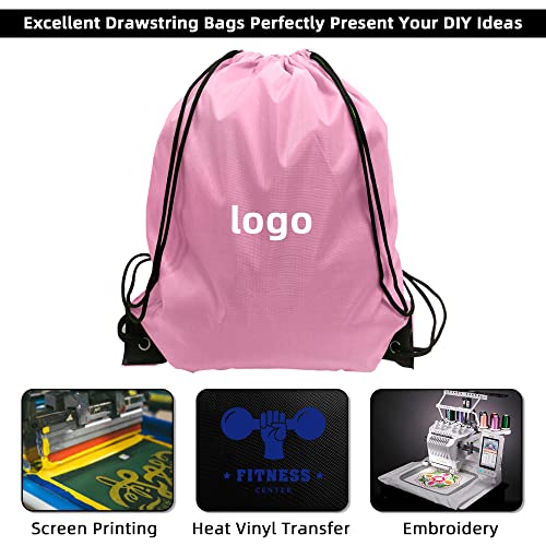 GoodtoU Drawstring Bags Bulk 48 Pcs Drawstring Backpack Gym Drawstring Bags Pink String Backpack for Women - color: Pink