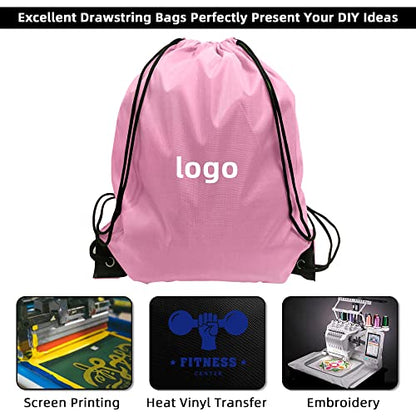 GoodtoU Drawstring Bags Bulk 48 Pcs Drawstring Backpack Gym Drawstring Bags Pink String Backpack for Women - color: Pink