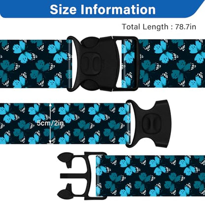 2 Pack Luggage Straps for Suitcases, Adjustable Travel Belt with Double Lock and Quick Release Buckle, Heavy Duty Nylon Bag Packing Strap, Unique Identifiers Travel Accessories-Blue Butterfly - color: 24020 Blue Butterfly