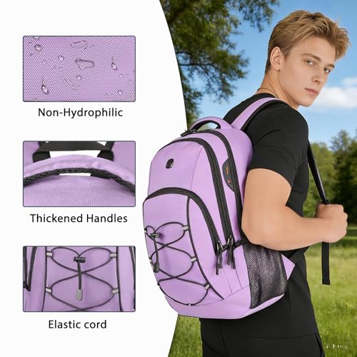 Goloni Laptop Backpack for Men Women, 17 Inch Travel Backpack with USB Charging Port, Water Resistant Lightweight Backpack with Compartments, 30L Casual Daypack,Purple - color: Purple