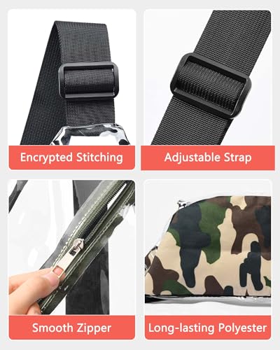 HULISEN Clear Sling Bag, Clear Bag Stadium Approved, Transparent Shoulder Crossbody Backpack Chest Casual Daypack - color: Camouflage