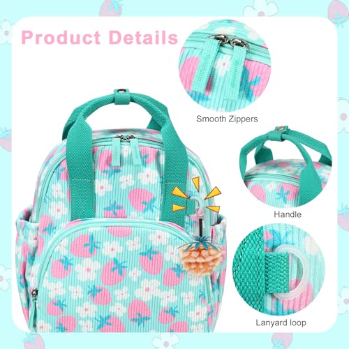 Bluboon Toddler Backpack for Girls Boys 2-4 Cute 12" Preschool Kindergarten Backpacks Kids Daycare Bags School Travel (Pink Strawberry Flower - Mint Green, Age 2-4 (12" H not Fit A4 Folder)) - color: Pink Strawberry Flower - Mint Green, size: Age 2-4 (12"