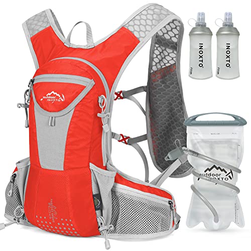 IX INOXTO Hydration Pack Backpack, Lightweight Water Backpack with 2L Hydration Bladder Daypack for Men Women,Running Hydration Vest for Trail Running Hiking Cycling Race Climbing - color: Dark Orange