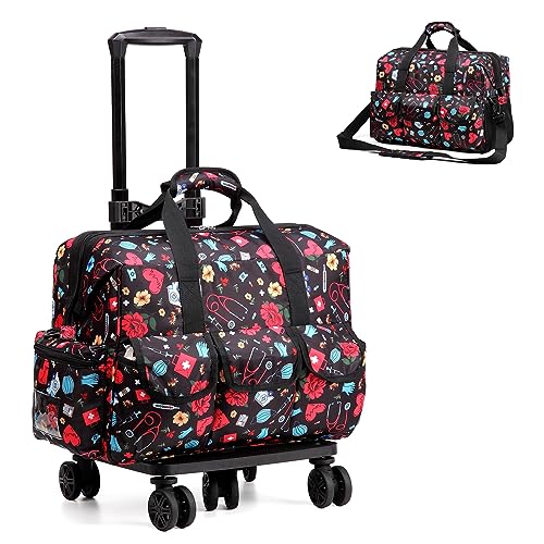 Nurse Rolling Medical Duffle Bag Work Nursing School College Student Must Have Clinical Home Health Cna Nr Gifts Carry On Bag with Wheels Doctor Emt Ems Healthcare Equipment Homecare Physician (Nurse) - color: Nurse
