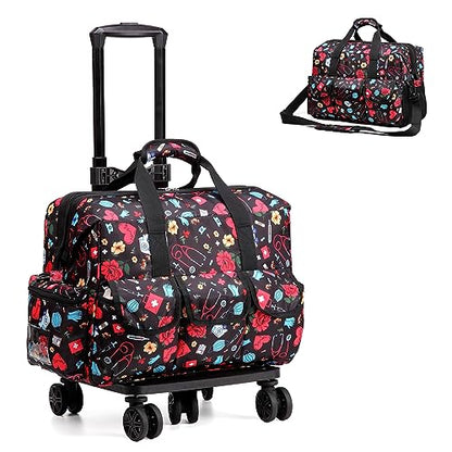 Nurse Rolling Medical Duffle Bag Work Nursing School College Student Must Have Clinical Home Health Cna Nr Gifts Carry On Bag with Wheels Doctor Emt Ems Healthcare Equipment Homecare Physician (Nurse) - color: Nurse