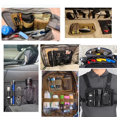 Tactical Bag Insert Panel Organizer - Hook and Loop Modular Utility Admin Panel for Backpack, Vest, Pack | EDC Organizer with Elastic Webbing & Mesh Pocket - color: Black