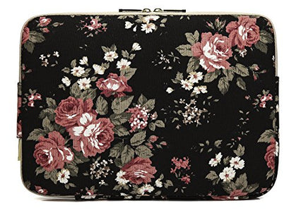 kayond Water-Resistant Canvas 13.3 Inch Laptop Sleeve-Black C Rose - color: Black C Rose, size: 13-13.3 inch