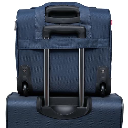 TPRC 15" Smart Underseat Carry-On Luggage with USB Charging Port, Navy Blue - color: Navy Blue