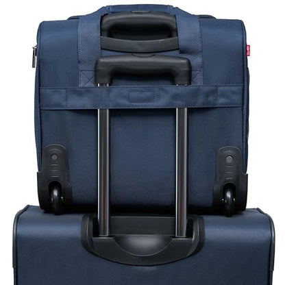 TPRC 15" Smart Underseat Carry-On Luggage with USB Charging Port, Navy Blue - color: Navy Blue