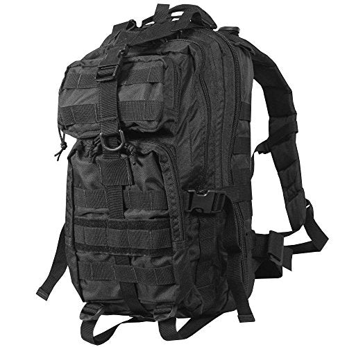 DKC452 Assault Compact Stealth Military Molle Daypack Hunting Camping Outdoor Hiking Paintball Airsoft Bag, Black, 18-Inch