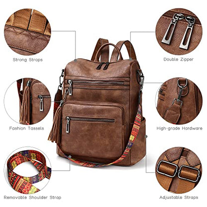 Shrrie Backpack Purse for Women Leather Backpack Fashion Designer Travel Backpack Convertible Shoulder Bag - color: 1-1-two-toned Brown