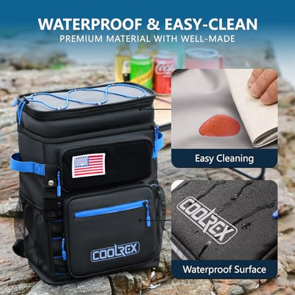 Large Backpack Cooler 36 Can Cooler Backpack with 2 Insulated Compartments Leak Proof Waterproof Travel Backpack, Camping Beach Picnic Lunch Thermal Bag for Women and Men - color: Black