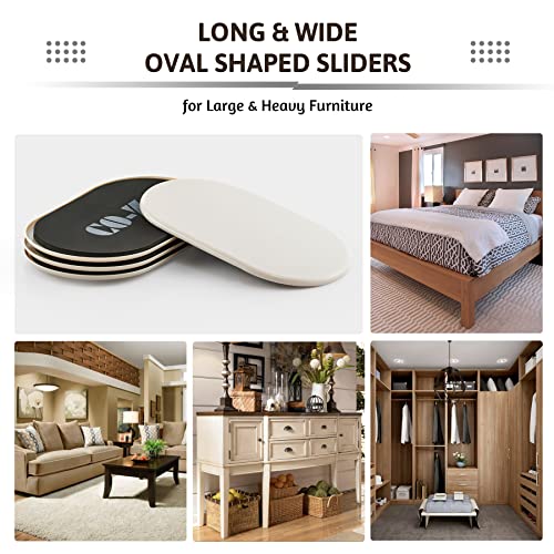 CO-Z Large Furniture Sliders - 4 Pack, 6" x 9 1/2" Oval Reusable Furniture Sliders for Carpet, Heavy-Duty Furniture Gliders Movers for Hardwood Floors, Plastic Moving Pads for Heavy Furniture - size: 9 1/2" Oval-4 Pack
