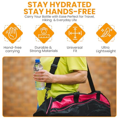 Iconikal 2-Pack Water Bottle Holder, Rubber Grip, Aluminum Carabiner, Travel Accessory