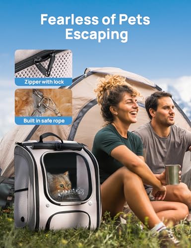 Pecute Cat Backpack Carrier,Large Space Cat Bubble Backpack,Ergonomic,Khaki - color: Khaki, size: 12.6"L x 10.2"W x 16.5"H