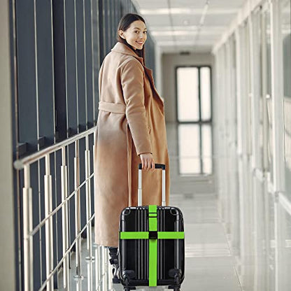 Luggage Straps for Suitcases TSA Approved Travel Belt 4 Pack by Chelmon (Green) - color: Green