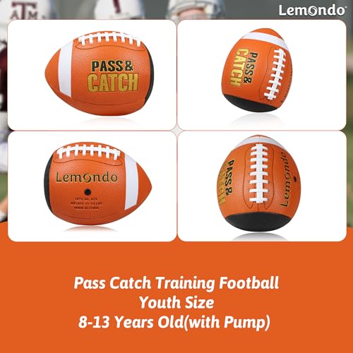 PassCatch Training Football, Enhance Passing Catching Skills, Official & Youth Size(with Pump) - style: Orange 7#(Ages 5-14)