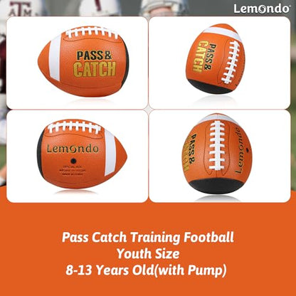 PassCatch Training Football, Enhance Passing Catching Skills, Official & Youth Size(with Pump) - style: Orange 7#(Ages 5-14)