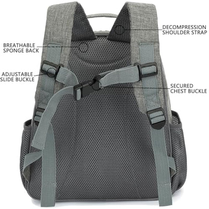 FlowFly Kids Backpack for Toddler Boys Girls, Simple Lightweight Bookbag for Daycare Kindergarten Elementary School Travel, Small Modern Bag (Medium 15''), Grey - color: Grey, style: Kids Medium: 12l