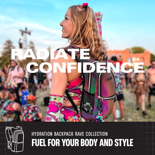 Sojourner Hydration Pack, Hydration Backpack - Water Backpack with 2l Hydration Bladder, Festival Essential - Rave Hydration Pack Hydropack Hydro for Hiking, Running, Biking, Festival Gear - color: Luminous - Green