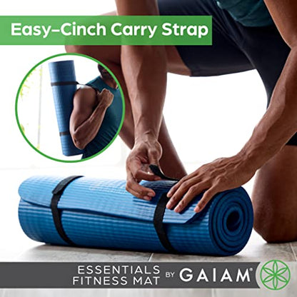 Gaiam Yoga Mat, Pilates & Exercise Mat, Thick Mat 2/5" (10mm) Workout Mat with Easy-Cinch Carrying Strap for Home & Gym Workouts - color: Grey