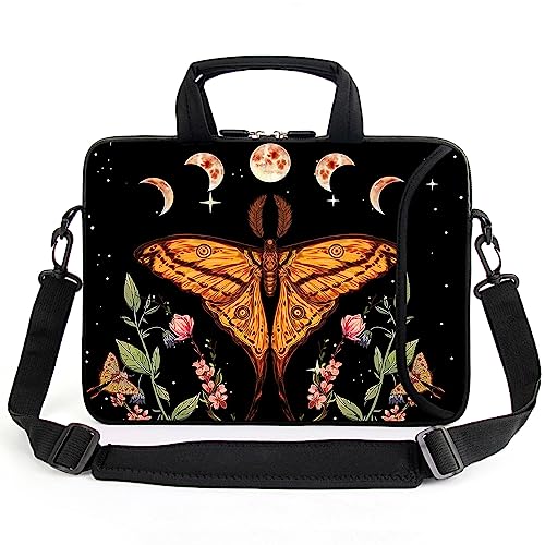 17" Shoulder Bag Adjustable shoulder strap Laptop sleeve Carrying case with mouse and power adapter storage bag (Butterfly-1) - color: Butterfly-1