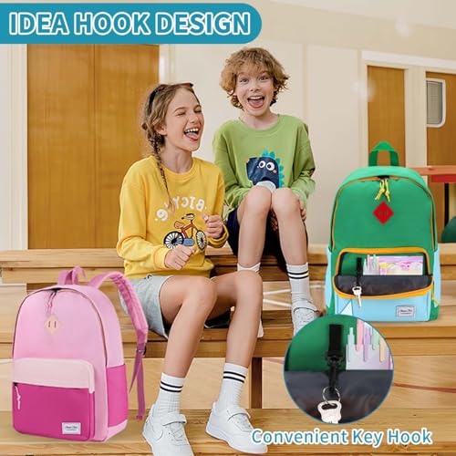 Chase Chic Kids Backpack for Girls - 17 inch School Backpacks for Toddler Fits 6 to 12 Years Old - Lightweight Water Resistant Preschool Bookbag for Travel Daycare (Green Light Blue) - color: Green&light Blue