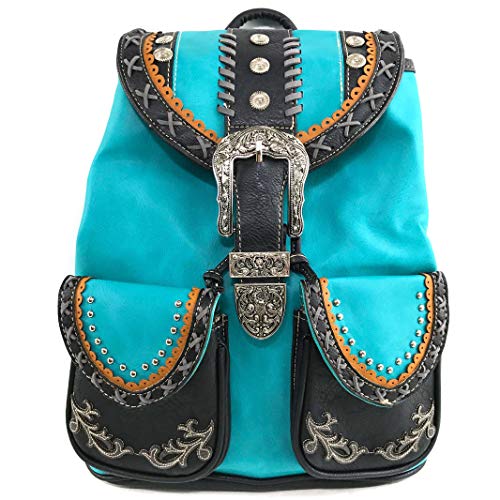 Zelris Western Country Floral Buckle Rucksack Backpack (Turquoise) - color: Turquoise