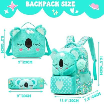 Meetbelify Kids School Backpacks for Girls Boys Backpack with Lunch Bag for Elmentary Students - color: 01 A koala